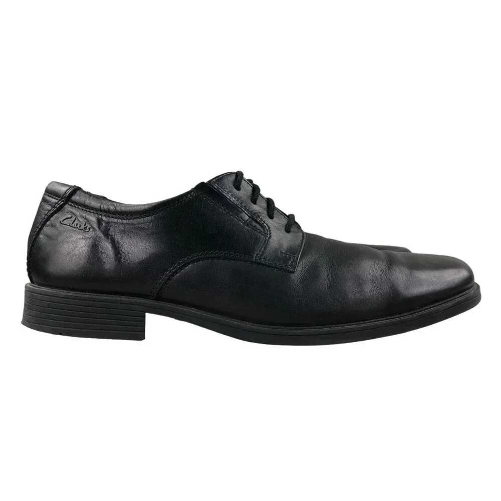 Clarks Men's Size 8.5M Collection Tilden Plain Black Ultimate Comfort Oxfords